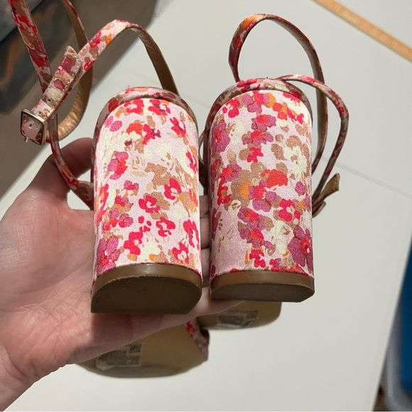 J. Crew Factory Printed Knotted Heeled Sandals Floral Ditsy Pink Size 12 - Picture 6 of 8